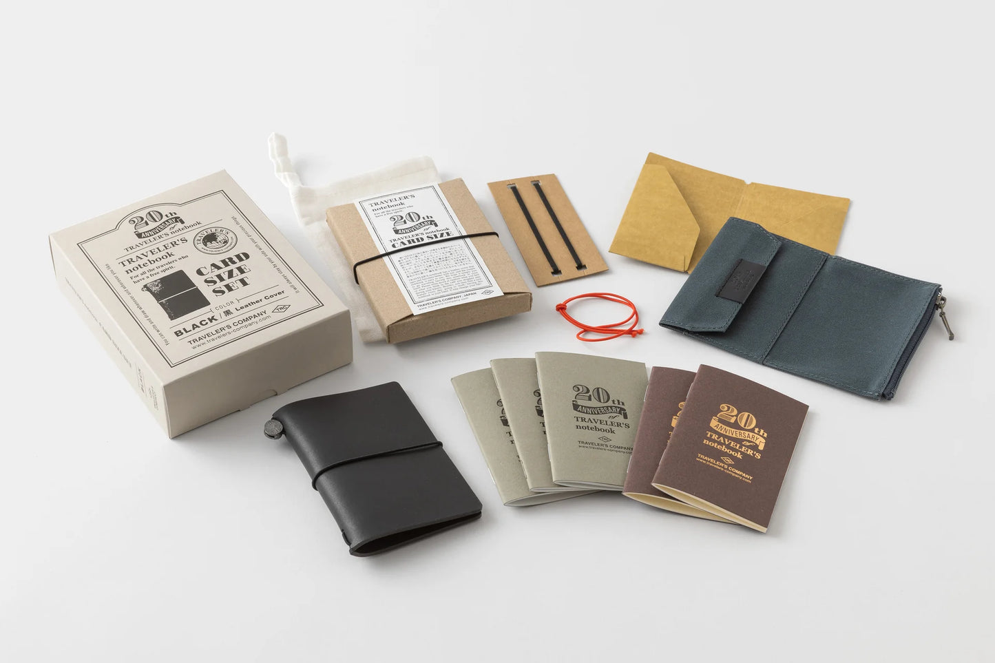 Traveler's Notebook Card Size 20th Anniversary Set - Brown/Black