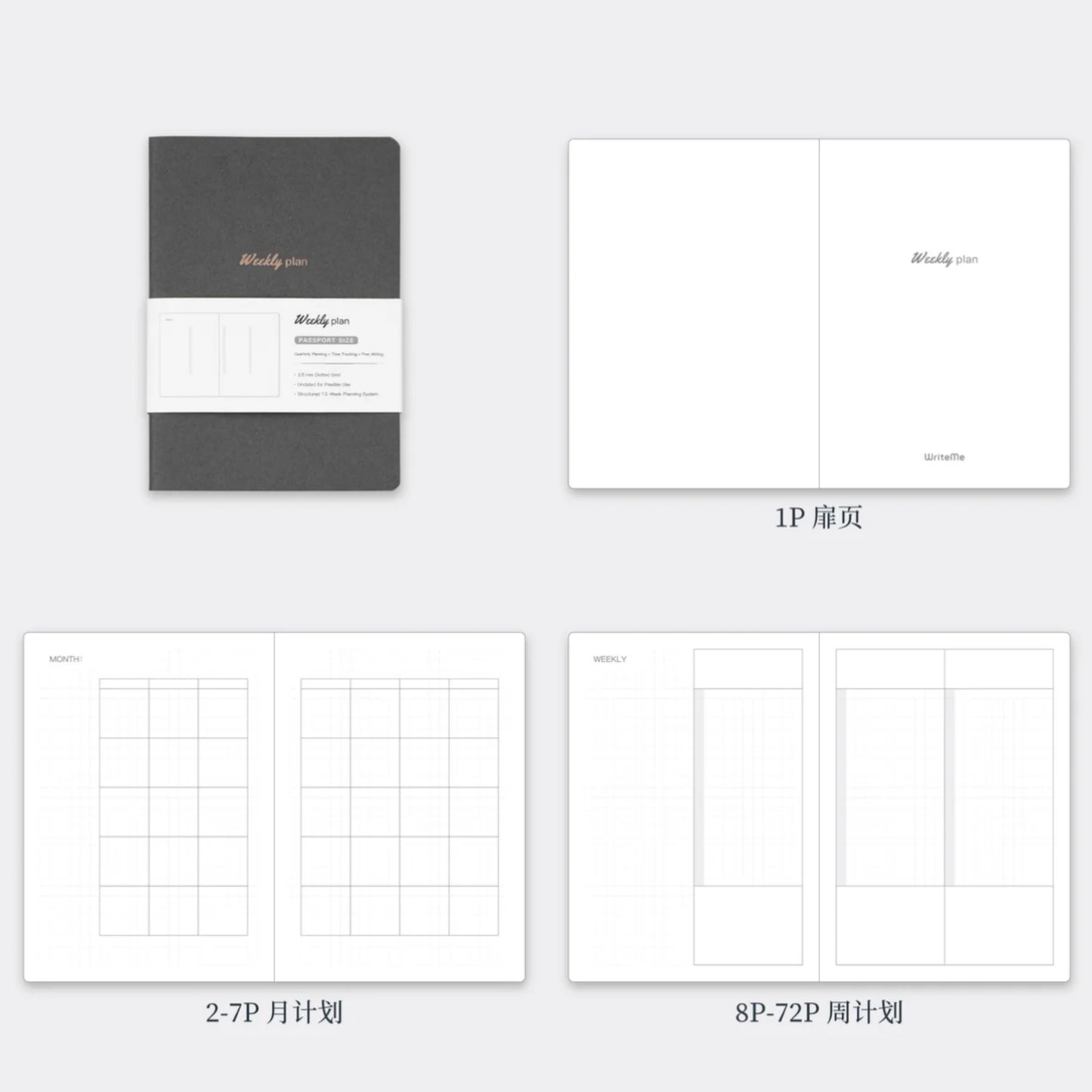 WriteMe TN Weekly Undated Planner Refill Set- Grid Koji Paper 52gsm