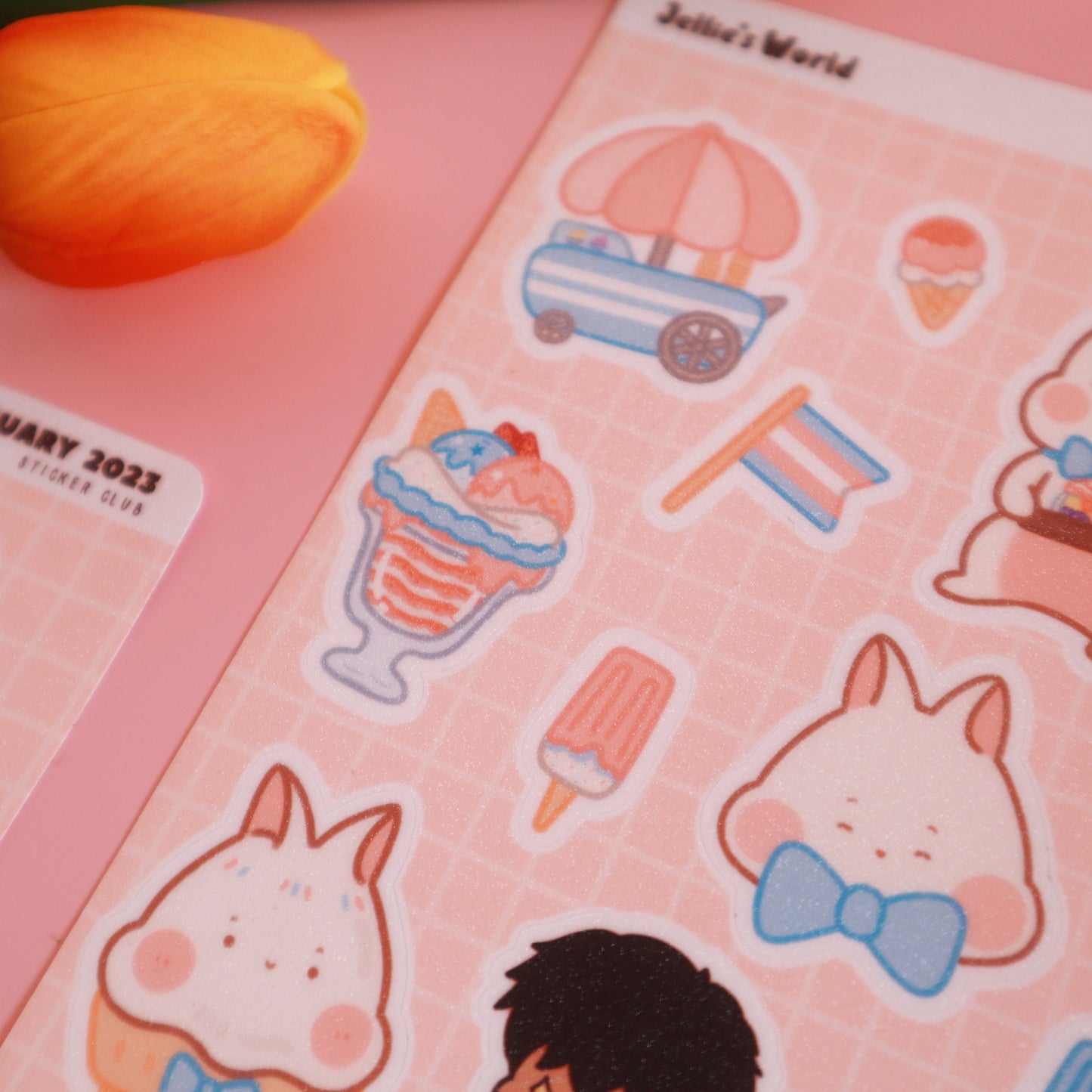 Trans Flag Ice Cream Sticker Sheet - Glitter/Glossy/Matte