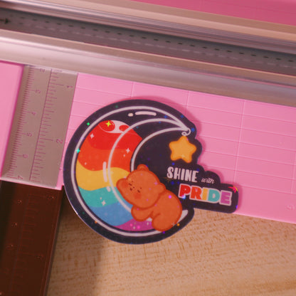 Pride Flag Shine with Pride Sticker - Holographic/Glossy/Matte