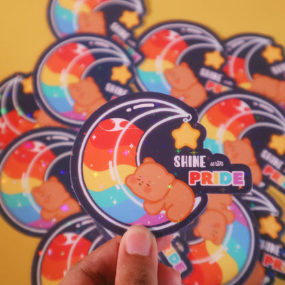 Pride Flag Shine with Pride Sticker - Holographic/Glossy/Matte