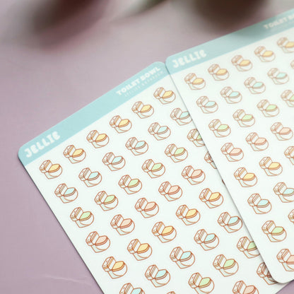 Toilet Bowl Isometric Planner Stickers - for Hobonichi/Kinbor Journals - Jellie's Bathroom
