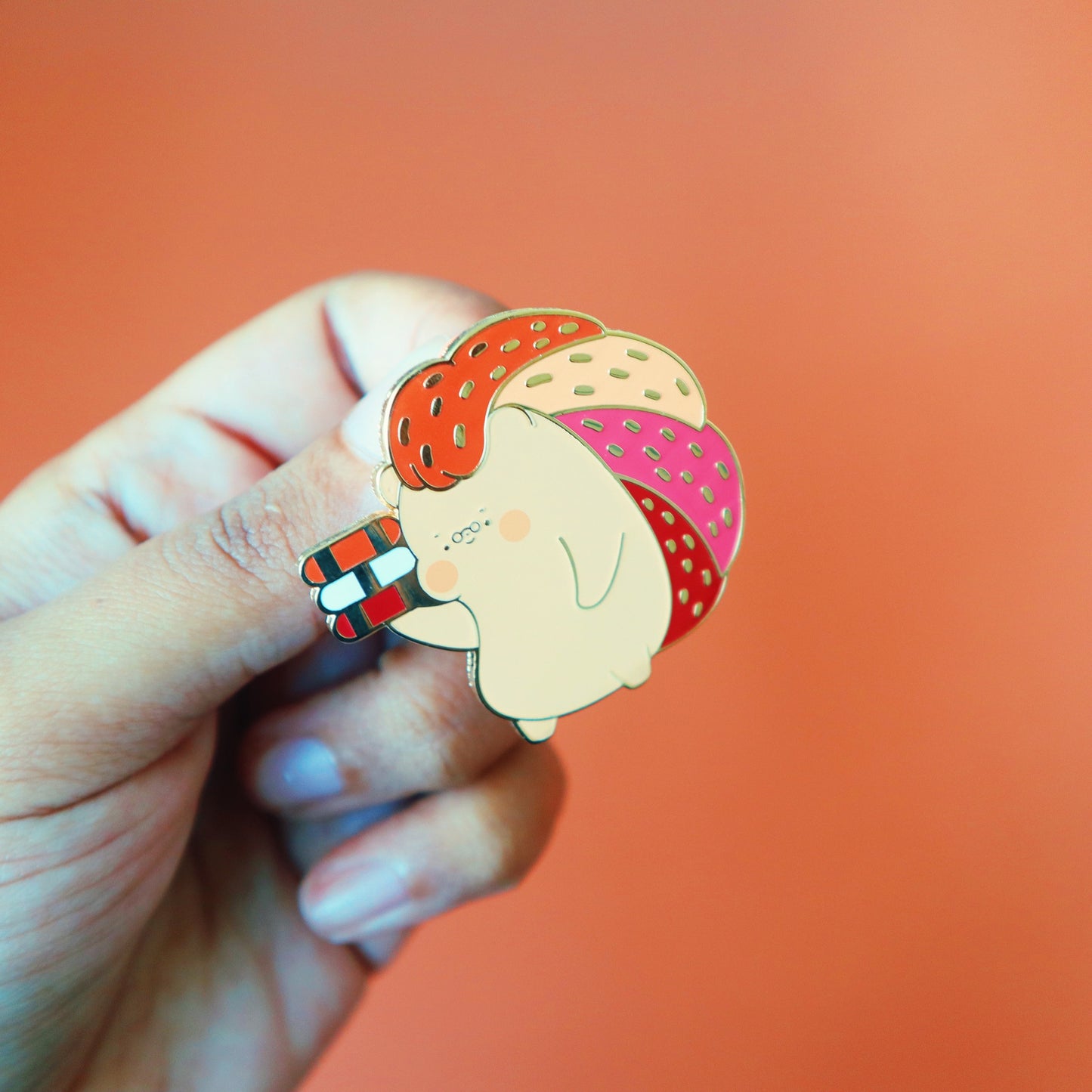 Lesbian Flag Enamel Pin - Subtle LGBT WLW Mascot - Kawaii Red Hedgehog Librarian Lily - Jellie's World-