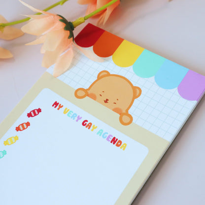 Gay Agenda LGBT Queer Notepad List - To-Do-List Magnetic Grocery List - Pride Flag Kawaii Bear, Candi
