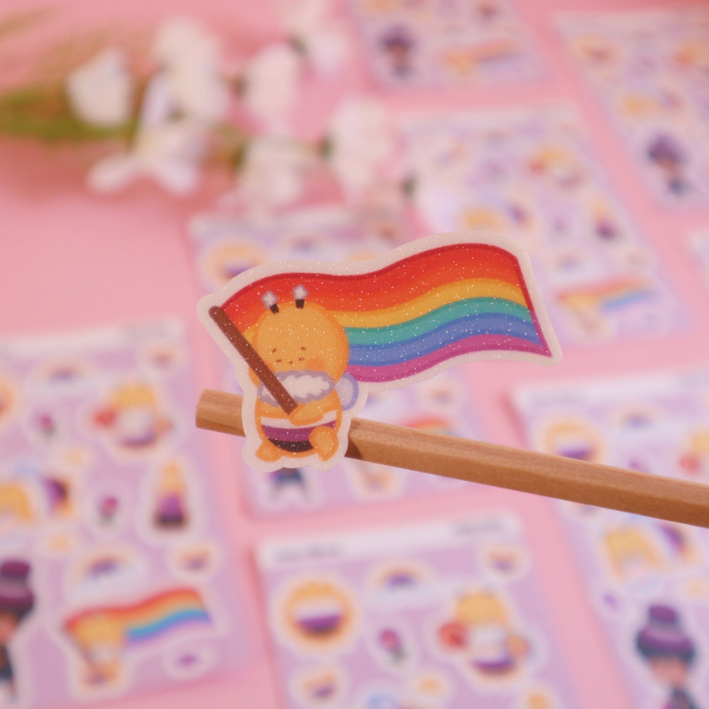Non-Binary Flag Pride Parade Sticker Sheet - Glitter/Glossy/Matte