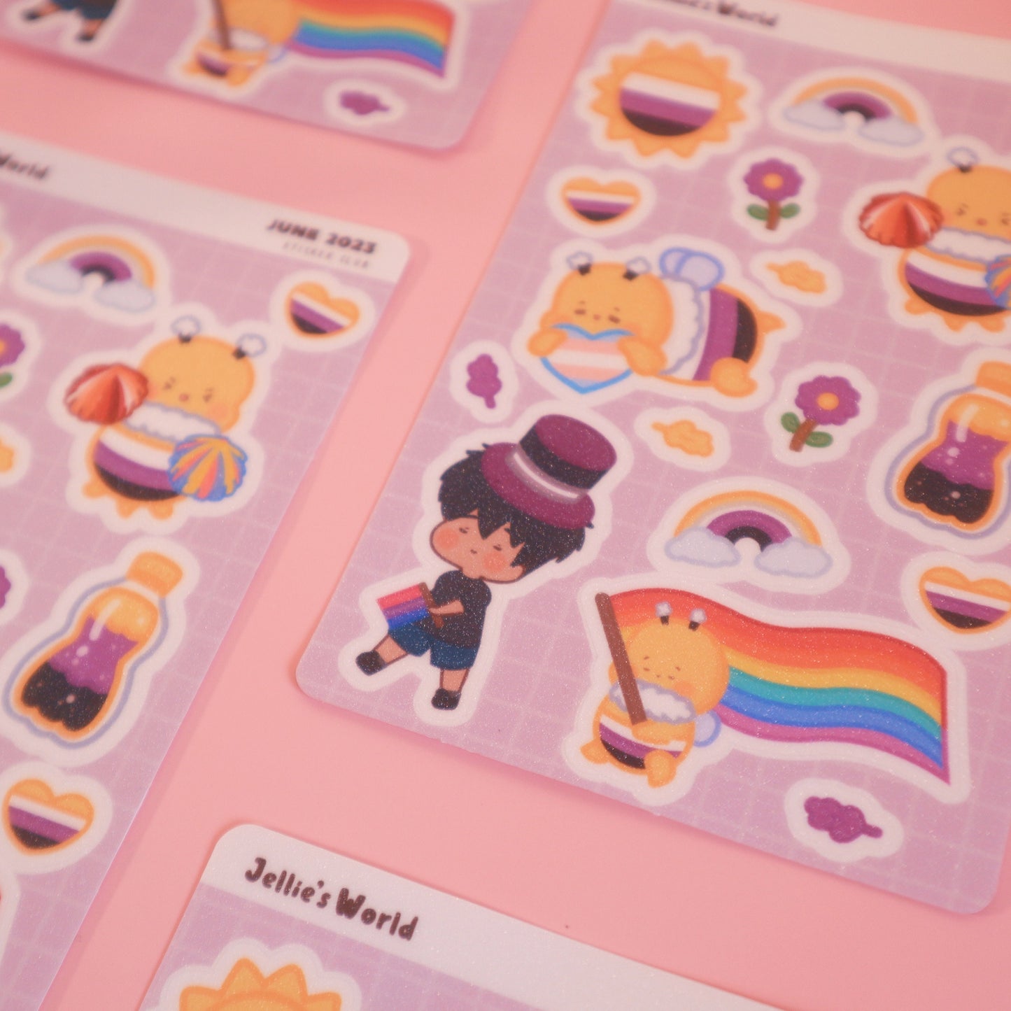 Non-Binary Flag Pride Parade Sticker Sheet - Glitter/Glossy/Matte