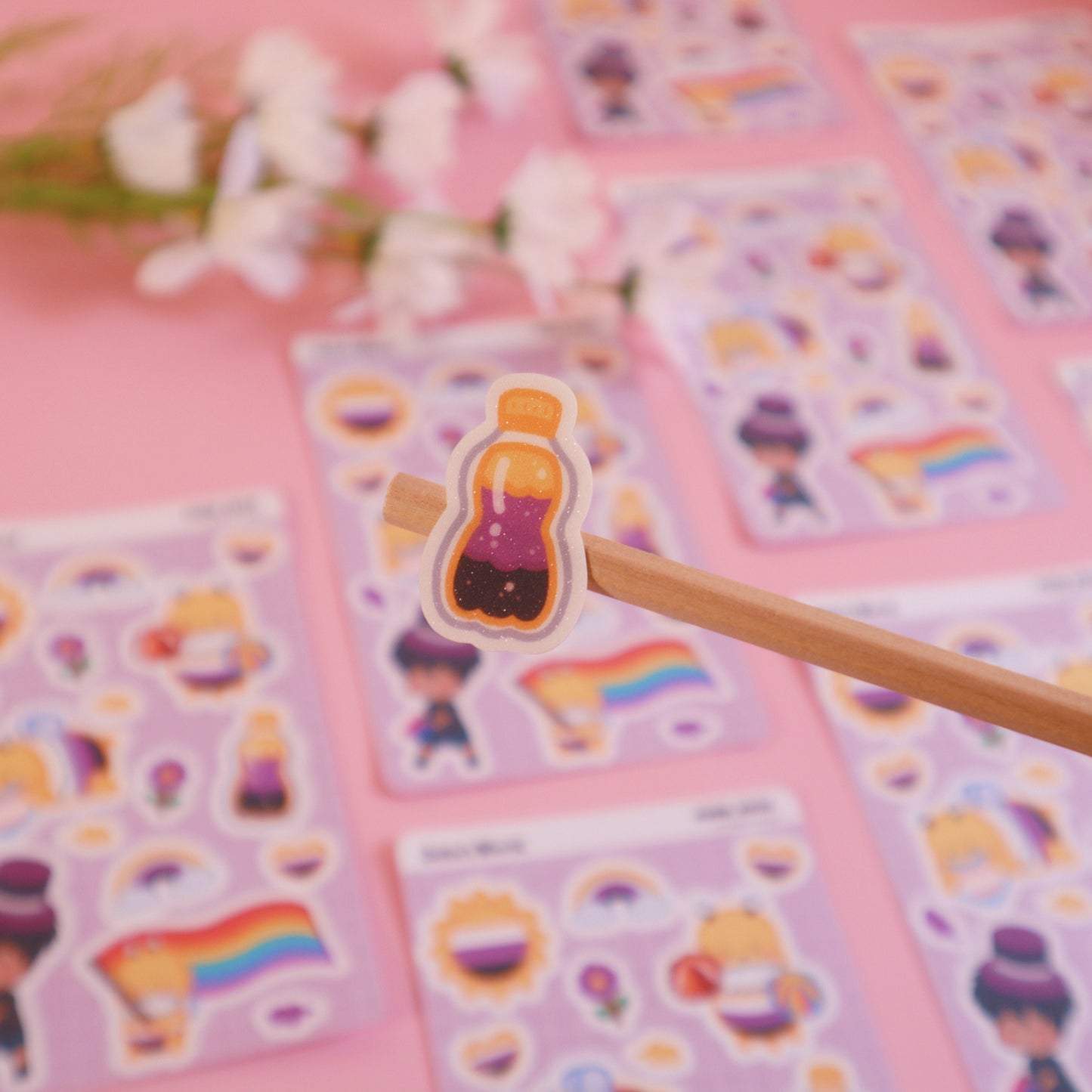 Non-Binary Flag Pride Parade Sticker Sheet - Glitter/Glossy/Matte