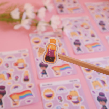 Non-Binary Flag Pride Parade Sticker Sheet - Glitter/Glossy/Matte