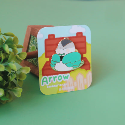Aromantic Flag Enamel Pin - Subtle LGBT Aro Mascot