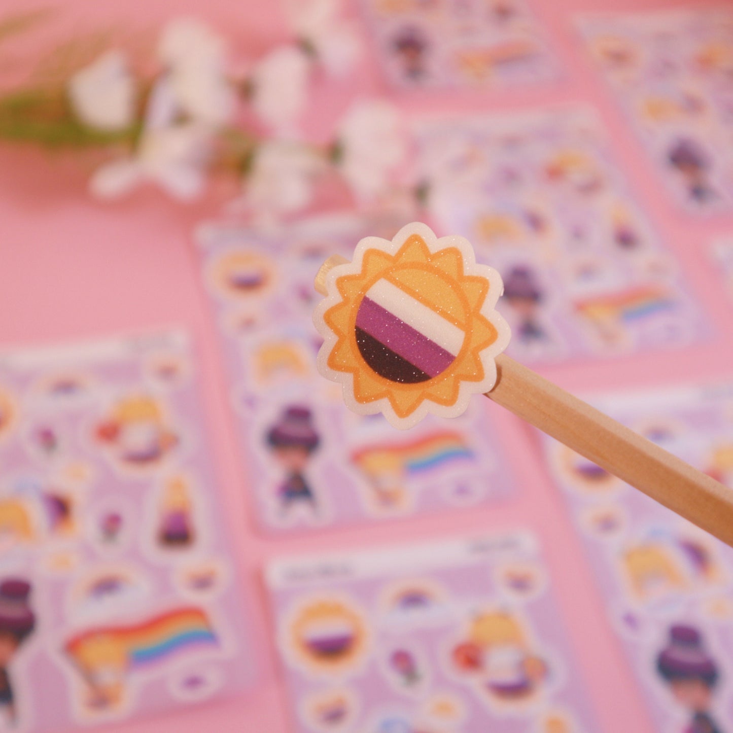 Non-Binary Flag Pride Parade Sticker Sheet - Glitter/Glossy/Matte