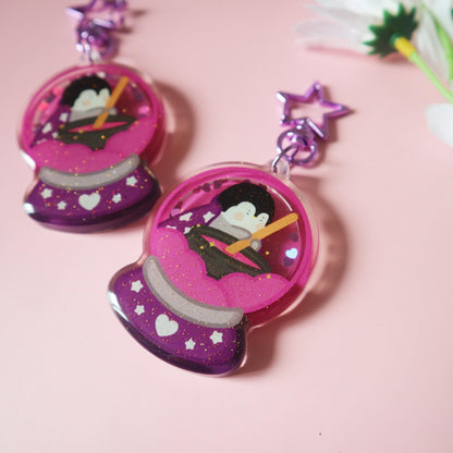 Asexual Flag Shaker Keychain - Subtle LGBT Ace Mascot - Kawaii Purple Penguin Magician Ozzy the Great Panguini -Jellie's World-