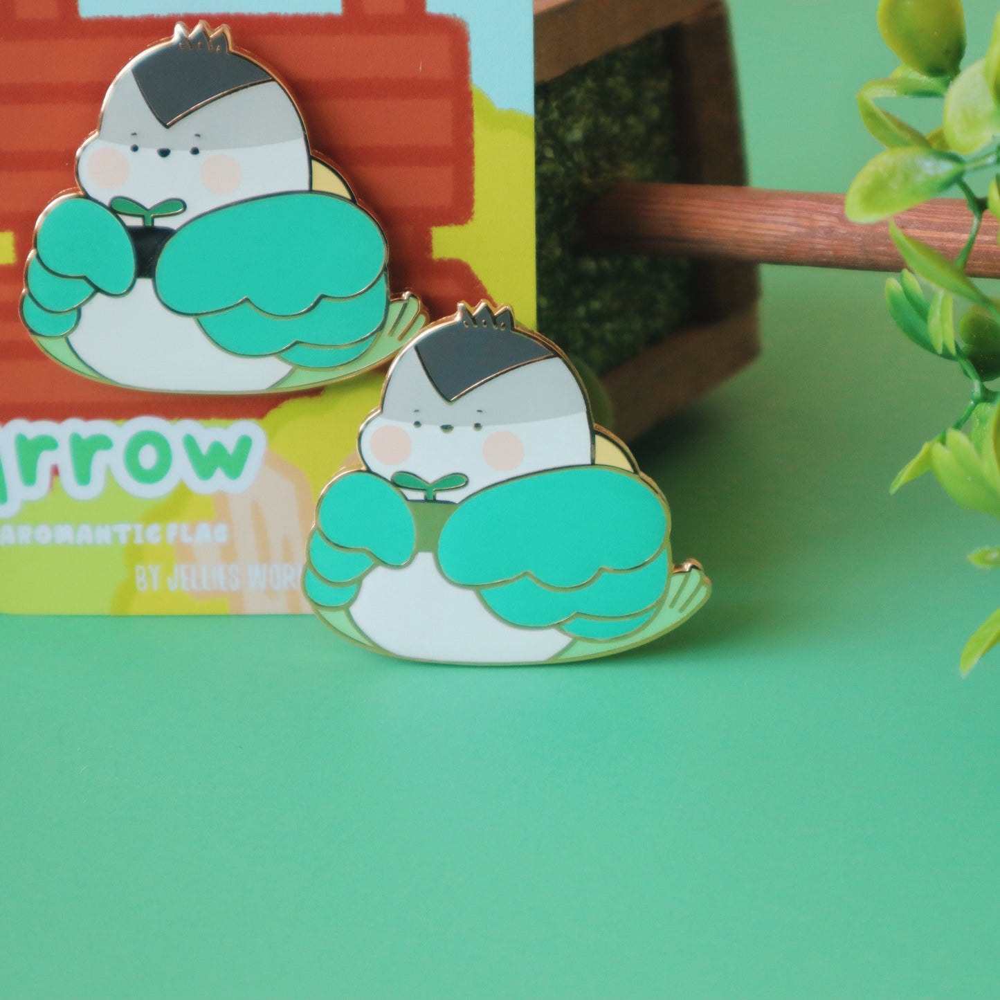 Aromantic Flag Enamel Pin - Subtle LGBT Aro Mascot