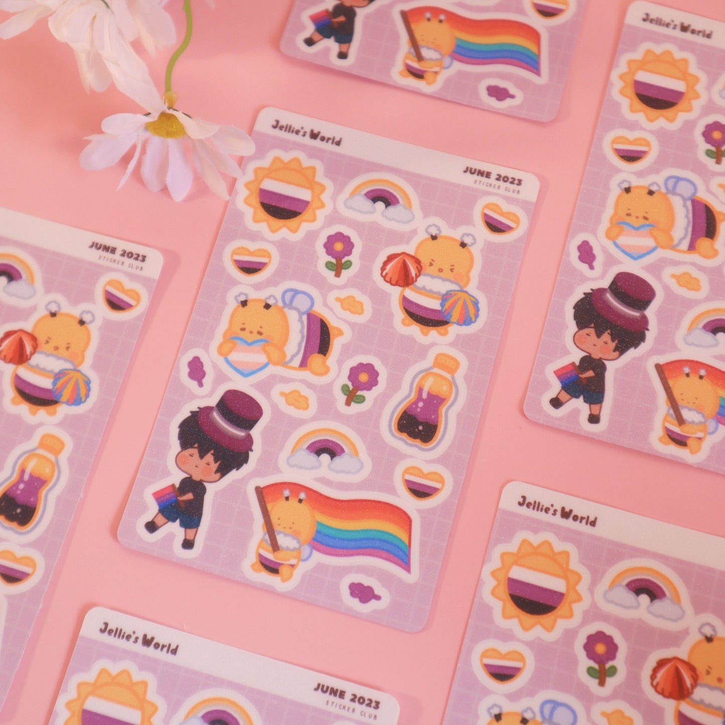 Non-Binary Flag Pride Parade Sticker Sheet - Glitter/Glossy/Matte