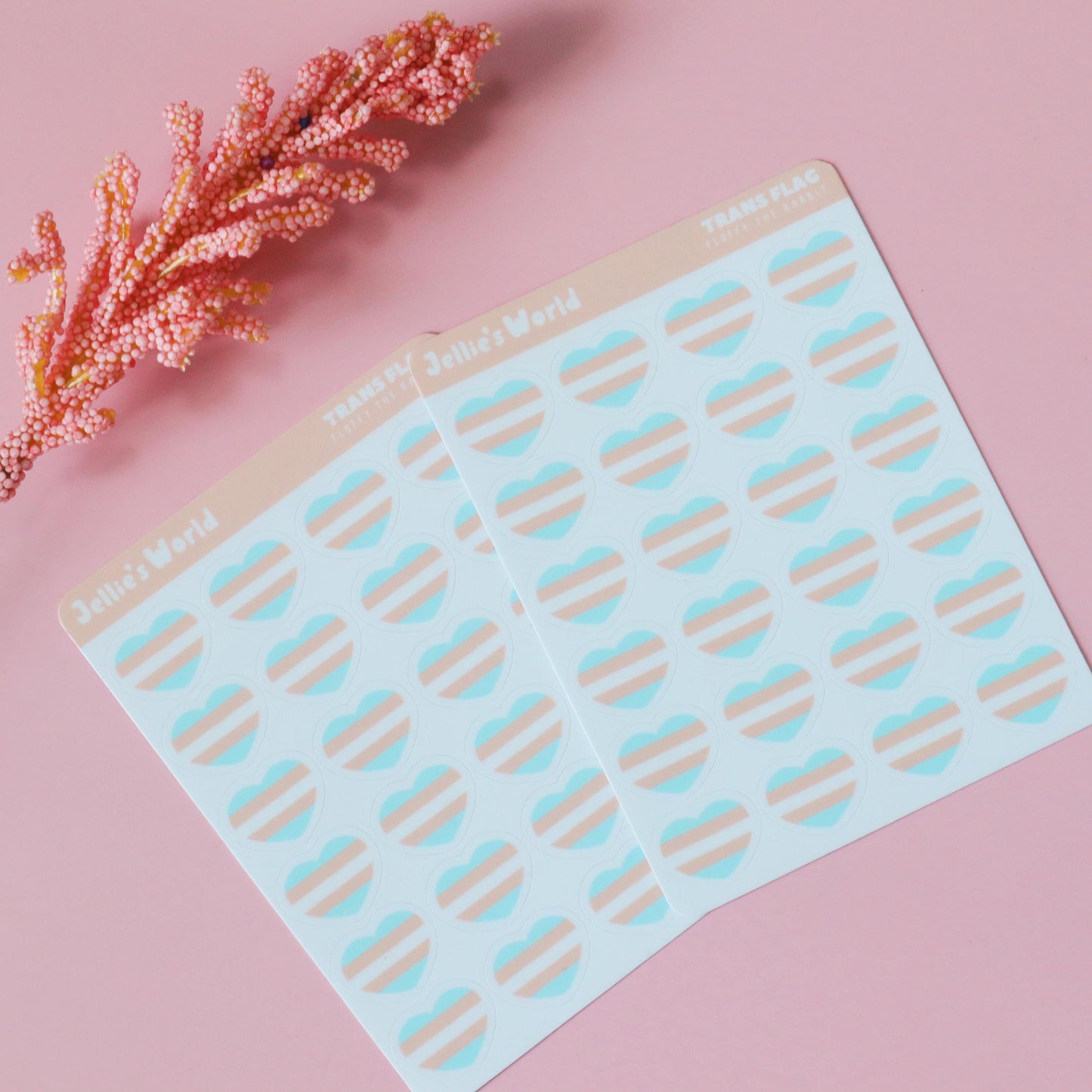 Trans Flag Hearts Planner Stickers - Matte/Glossy