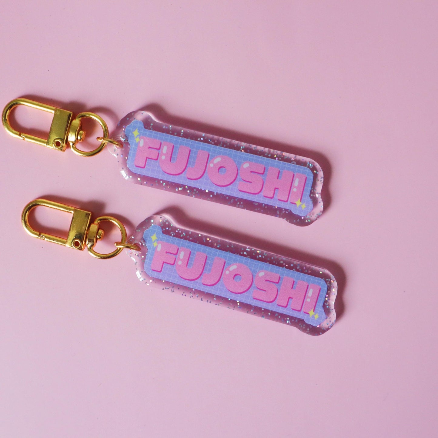 Fujoshi Glitter Keychain - Yaoi Boys Love Manhwa Manga Charm - Sparkly Acrylic Keyring/Charms - Jellie's World