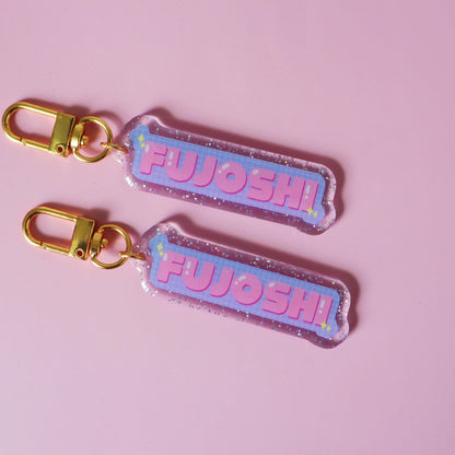 Fujoshi Glitter Keychain - Yaoi Boys Love Manhwa Manga Charm - Sparkly Acrylic Keyring/Charms - Jellie's World