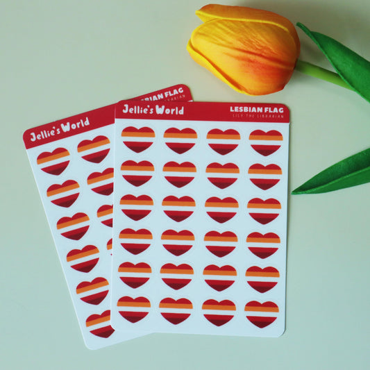 Lesbian Flag Hearts Planner Stickers - Matte/Glossy