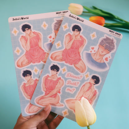 Make Me Bark Hadaka Apron AU Fanart Sticker Sheet - Glitter/Glossy/Matte