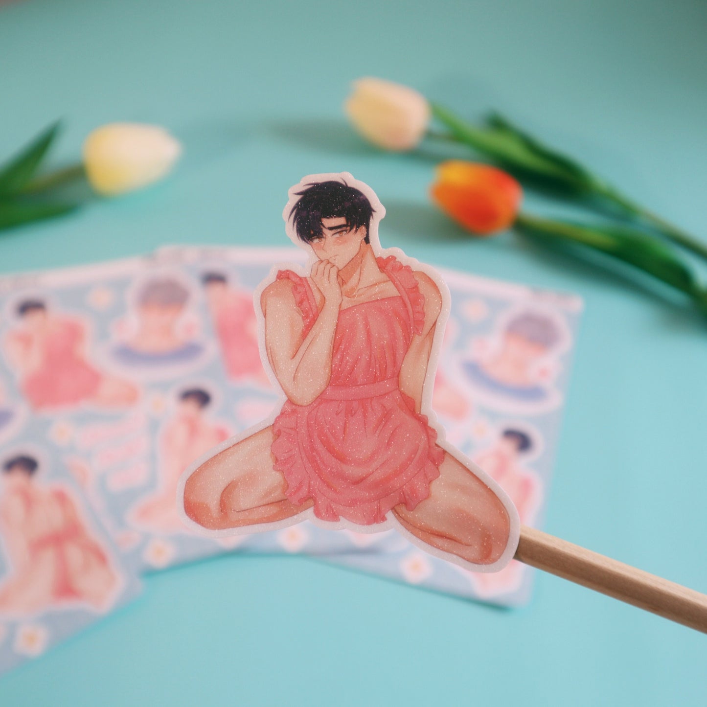 Make Me Bark Hadaka Apron AU Fanart Sticker Sheet - Glitter/Glossy/Matte