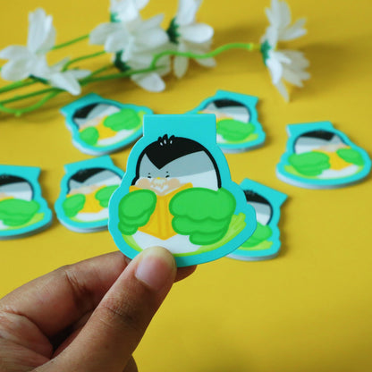 Aromantic Flag Magnetic Bookmark- Subtle LGBT Aromantic Mascot Arrow- Kawaii Bird Eating Book Bookmark