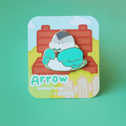 Aromantic Flag Enamel Pin - Subtle LGBT Aro Mascot