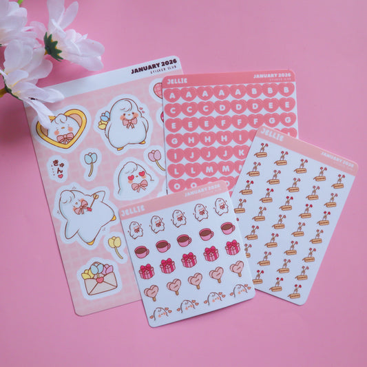 Happy Ellie-ntine's Day - Pink Valentine's Day Sticker Sheet Set