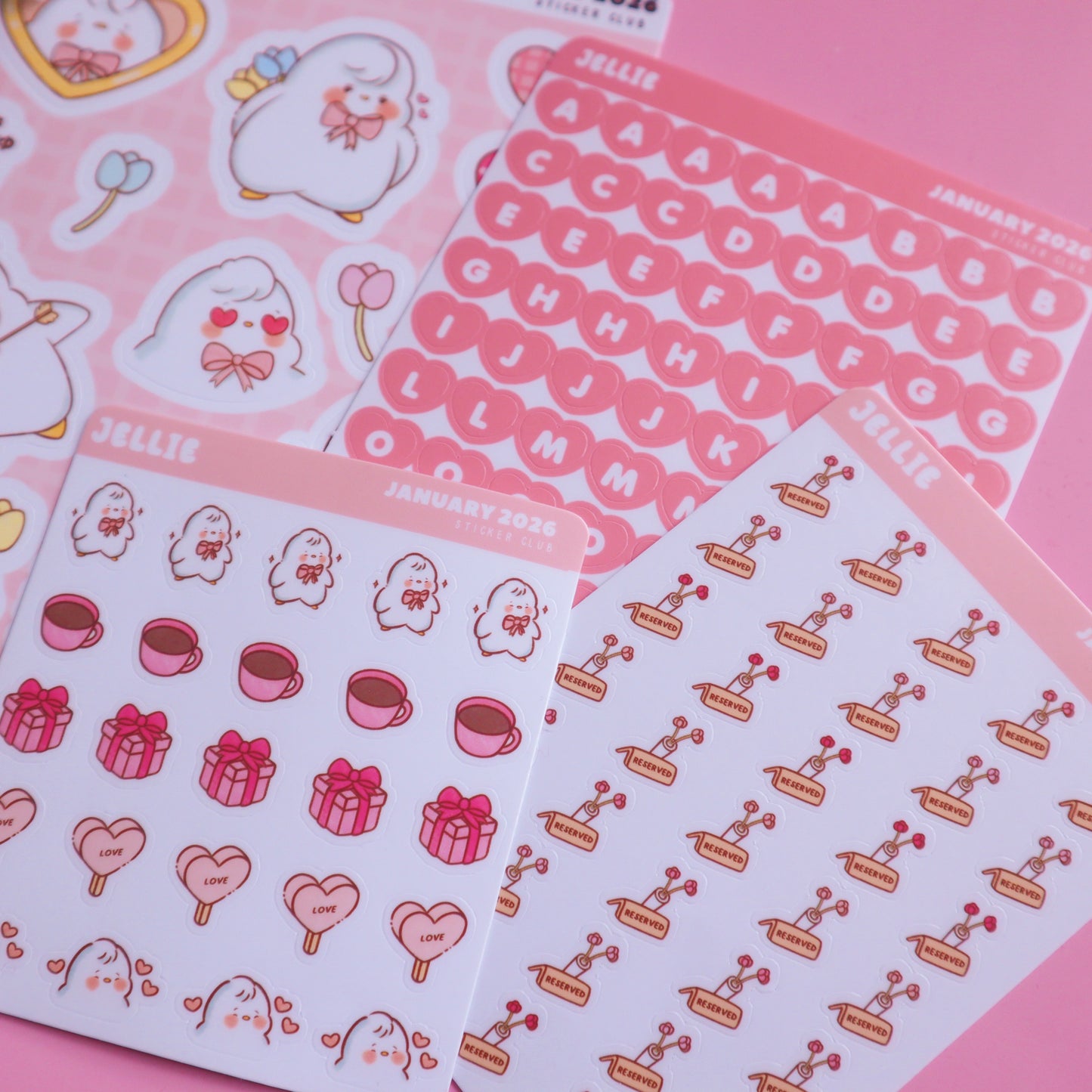 Happy Ellie-ntine's Day - Pink Valentine's Day Sticker Sheet Set