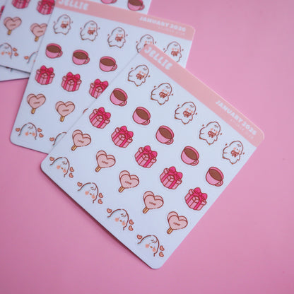 Happy Ellie-ntine's Day - Pink Valentine's Day Sticker Sheet Set