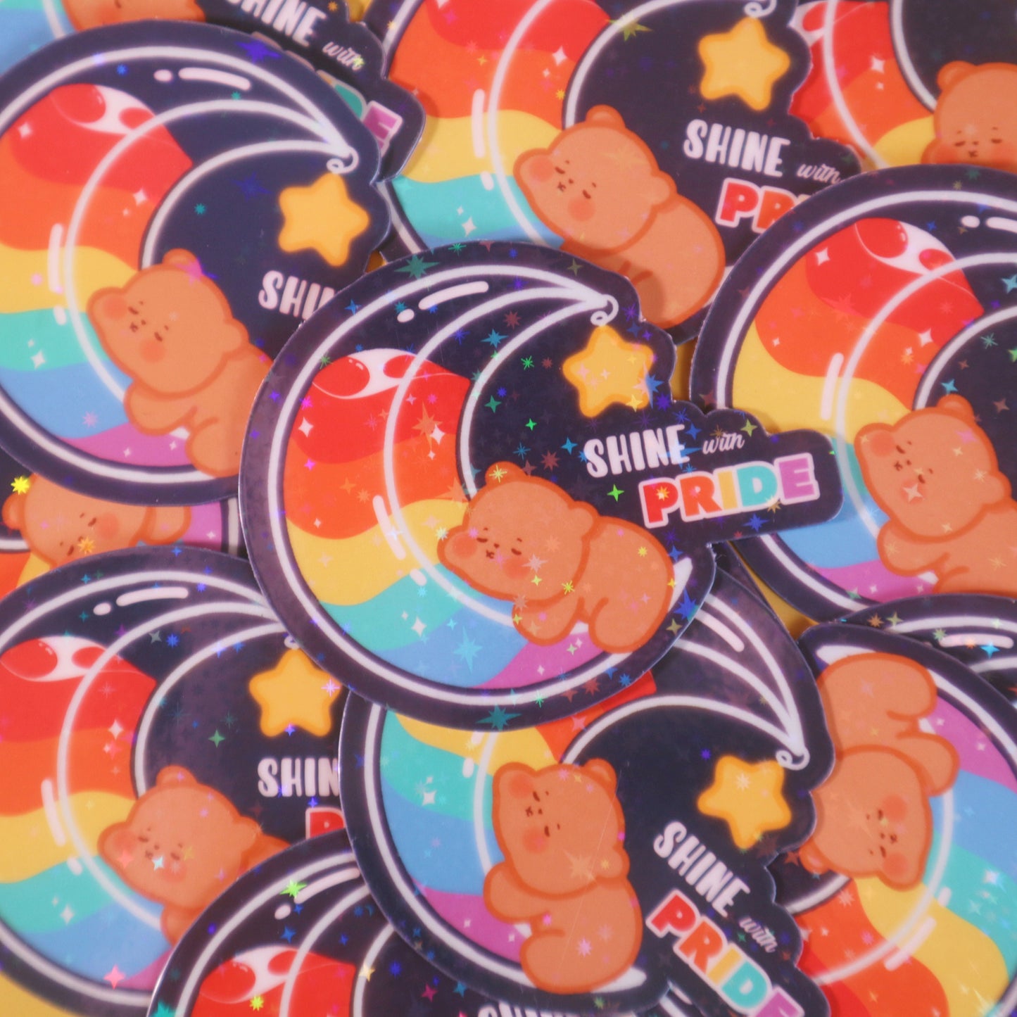 Pride Flag Shine with Pride Sticker - Holographic/Glossy/Matte