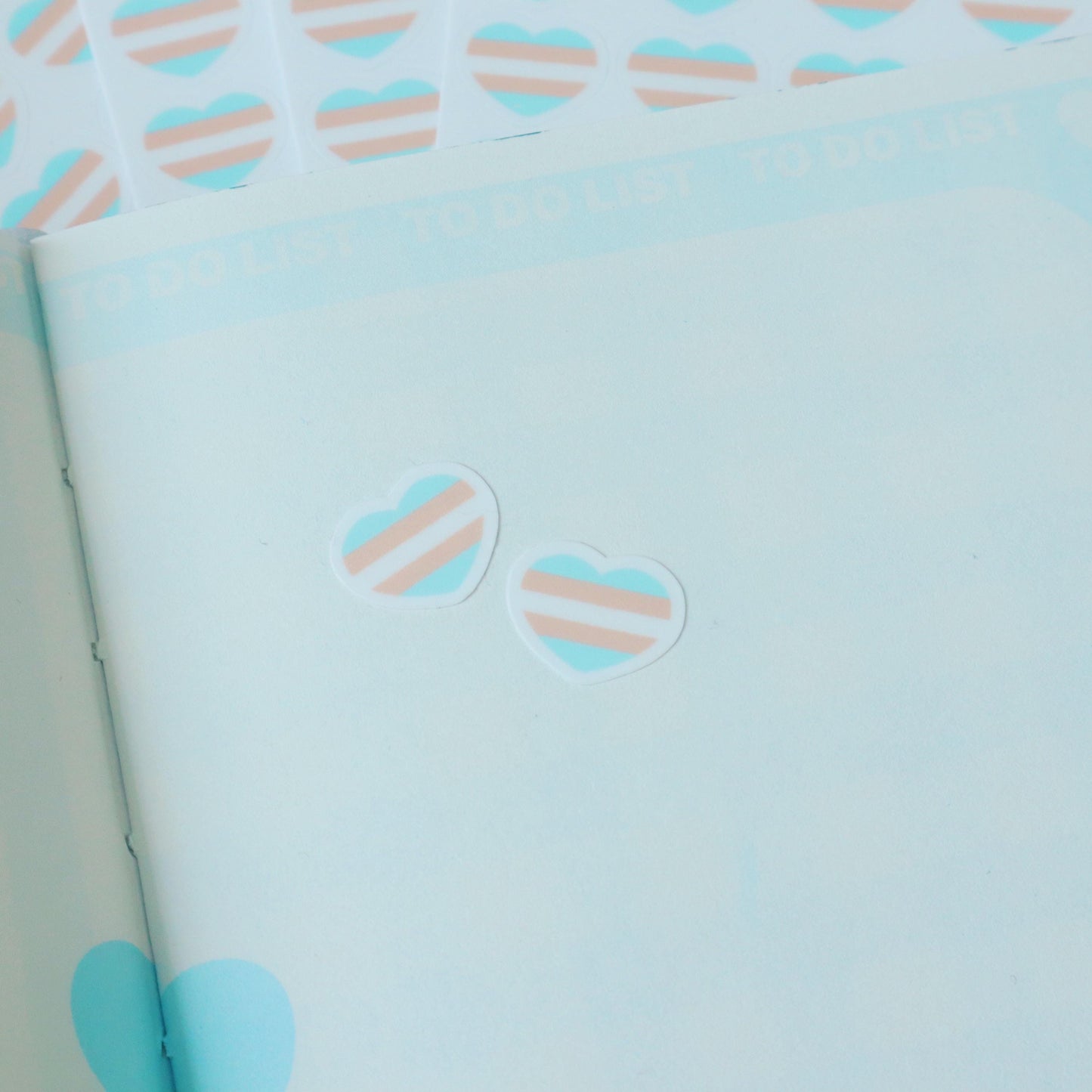Trans Flag Hearts Planner Stickers - Matte/Glossy