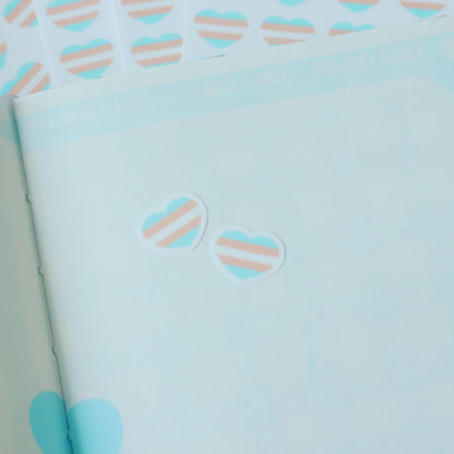 Trans Flag Hearts Planner Stickers - Matte/Glossy