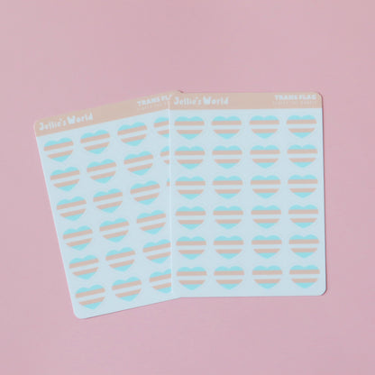 Trans Flag Hearts Planner Stickers - Matte/Glossy