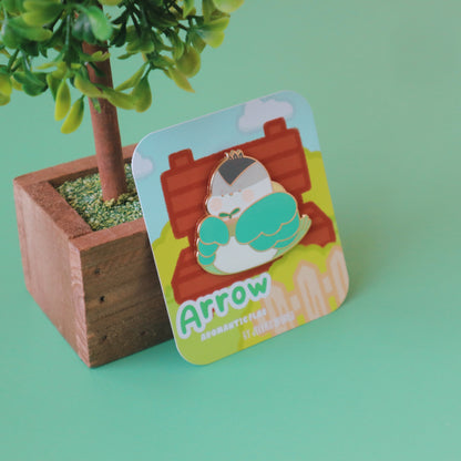 Aromantic Flag Enamel Pin - Subtle LGBT Aro Mascot