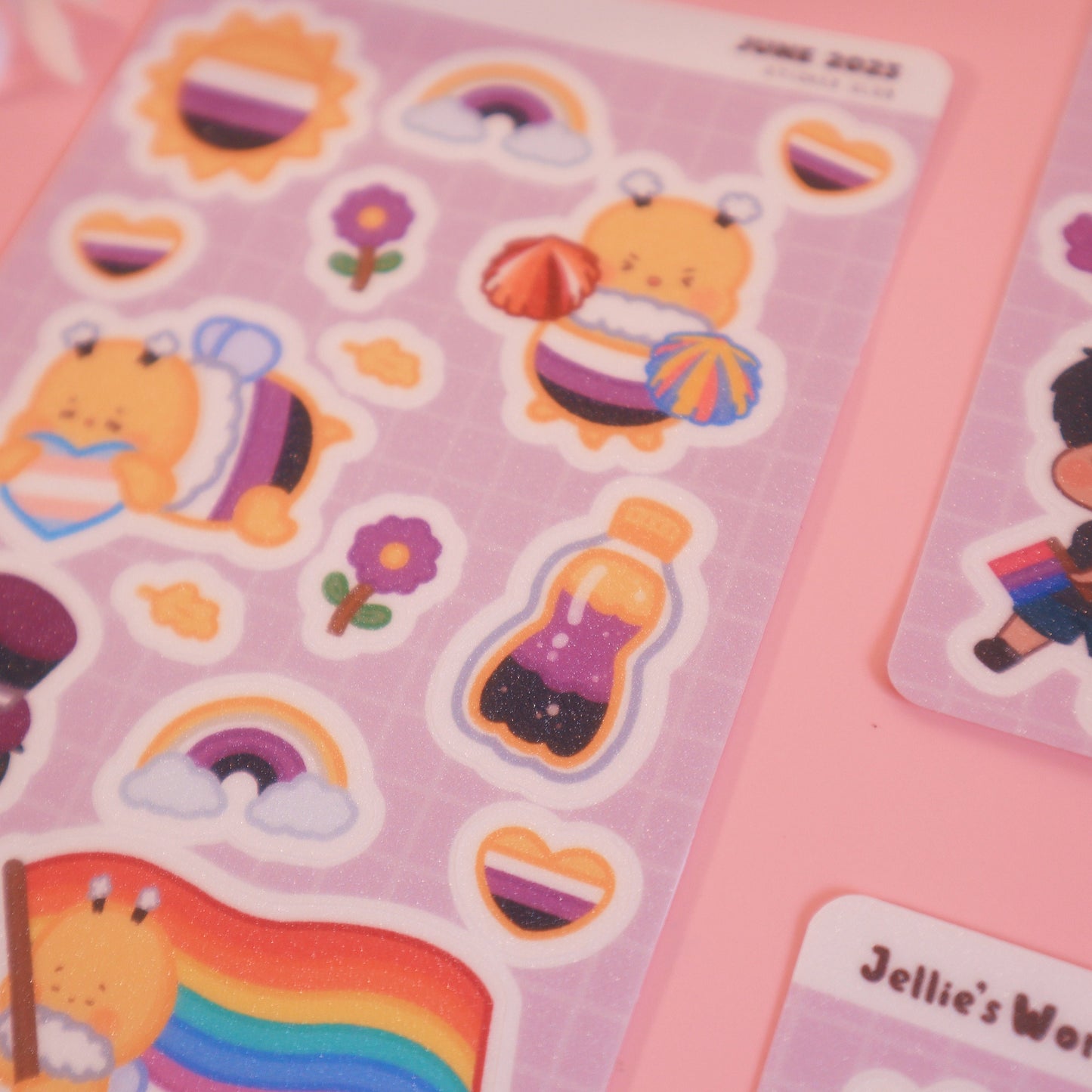 Non-Binary Flag Pride Parade Sticker Sheet - Glitter/Glossy/Matte