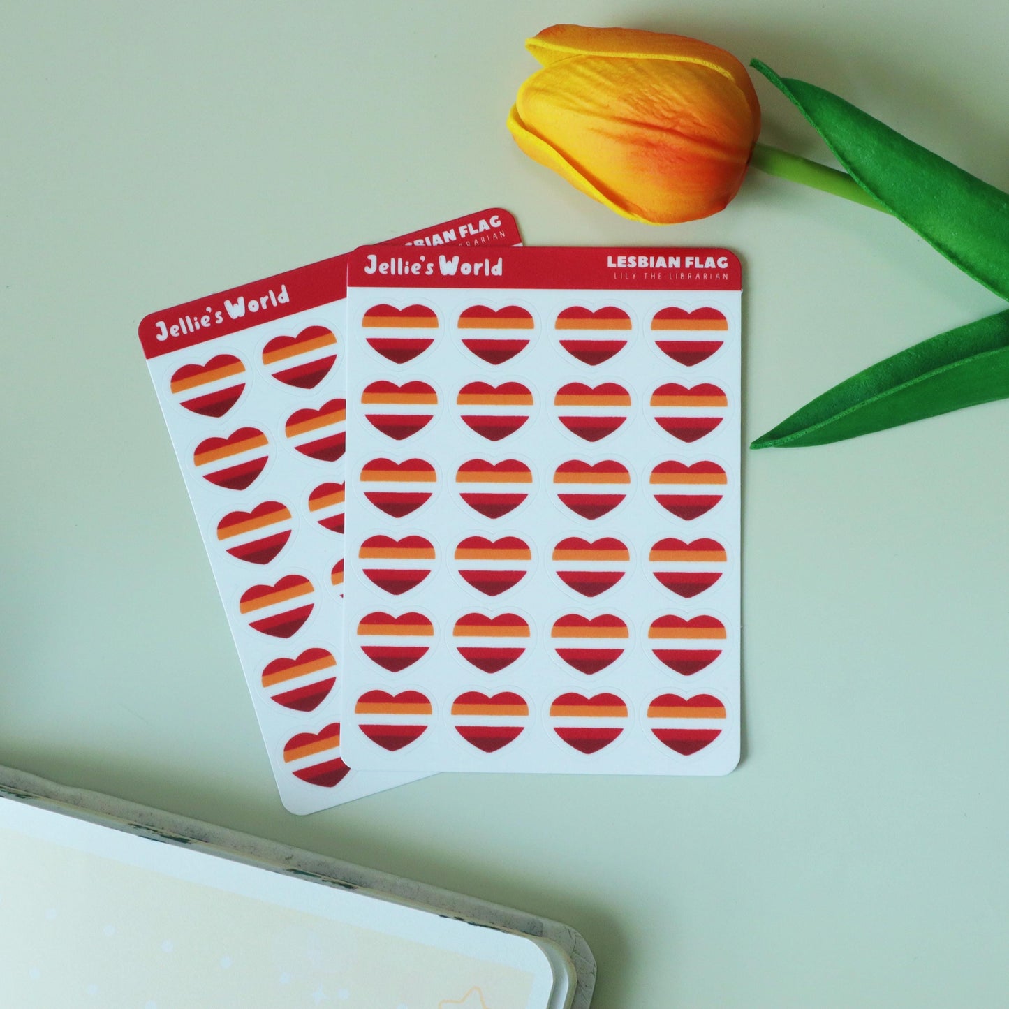 Lesbian Flag Hearts Planner Stickers - Matte/Glossy