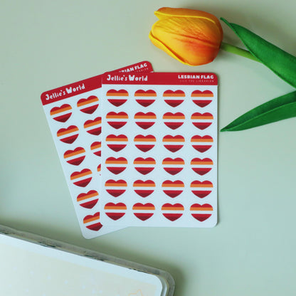 Lesbian Flag Hearts Planner Stickers - Matte/Glossy