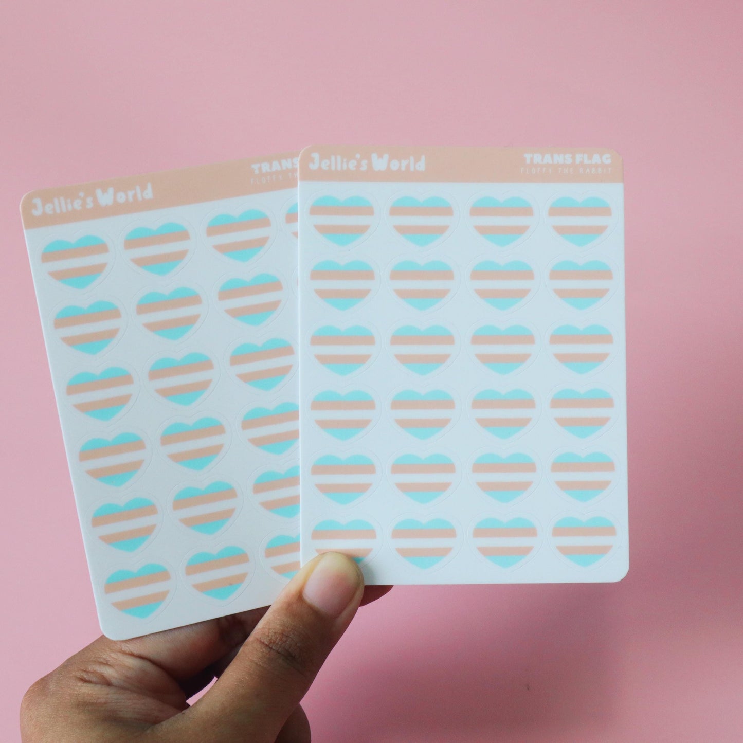 Trans Flag Hearts Planner Stickers - Matte/Glossy
