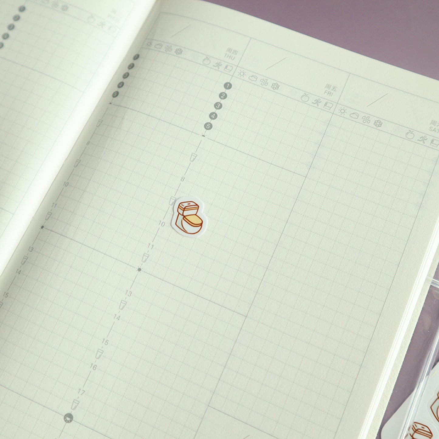 Toilet Bowl Isometric Planner Stickers - for Hobonichi/Kinbor Journals - Jellie's Bathroom