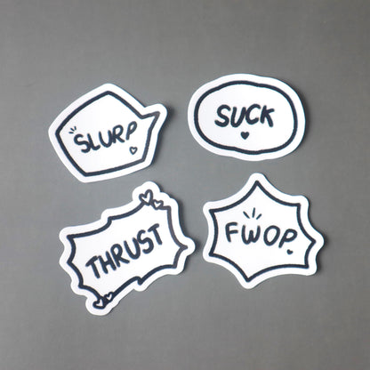 Manga/Manhwa Sound Effects Sticker Set - Yaoi/BL Slurp Thrust Fwop Suck Stickers