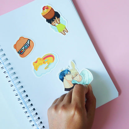 Reusable A5 Sticker Book - Jellies World Kawaii 50 Pages Front & Back - Scrapbook/Journaling  - Blue Pink Purple